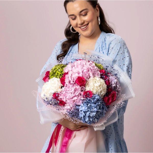 Hydrangea Harmony Floral Bouquet - A Symphony of Color and Elegance