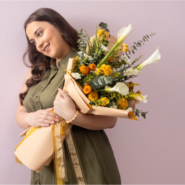 Cala Lily and Celosia Floral Bouquet - Timeless Beauty in Every Petal