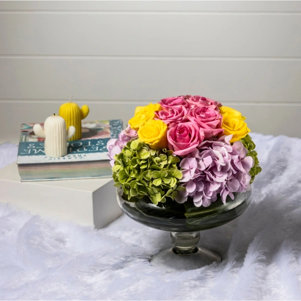 Garden Bliss Floral Arrangement in Potpourri Vase - A Celebration of Color and Elegance