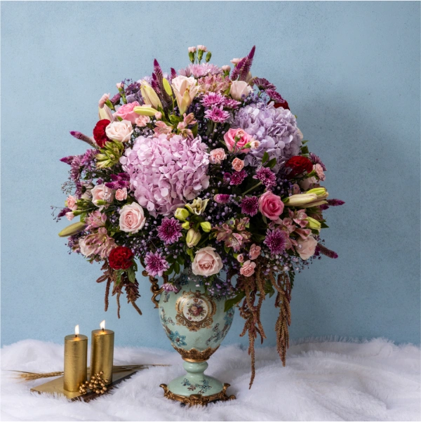 Ceramic Vase Floral Arrangement – Harmony of Pink Elegance